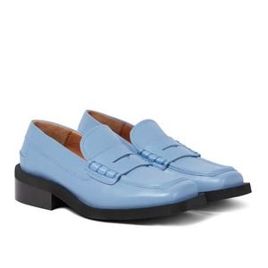 Ganni Squared Toe Wide Welt Loafer in Light Blue 36